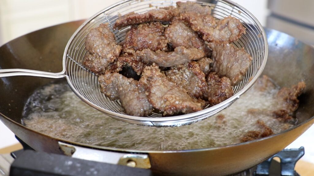 Mongolian Beef 3. Fry