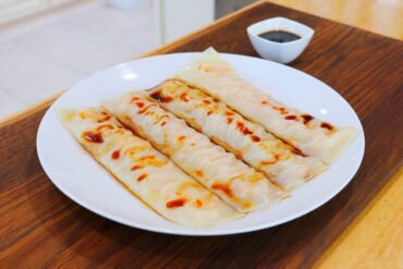 Shrimp Cheung Fun with Dumpling Wrappers