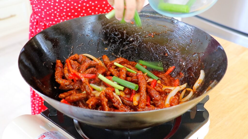 Crispy Chili Beef 6. Scallions