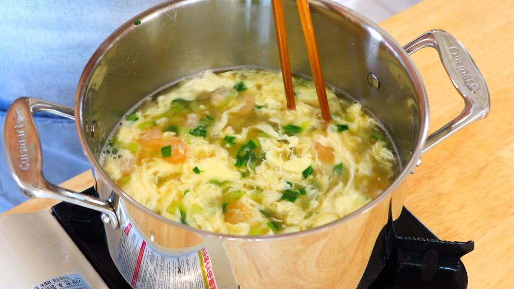 10-Min Seafood Egg Drop Soup 4. Egg Drops