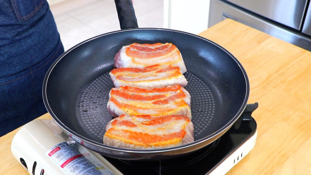 30-Min Teriyaki Pork Belly 3. Pan-Fry